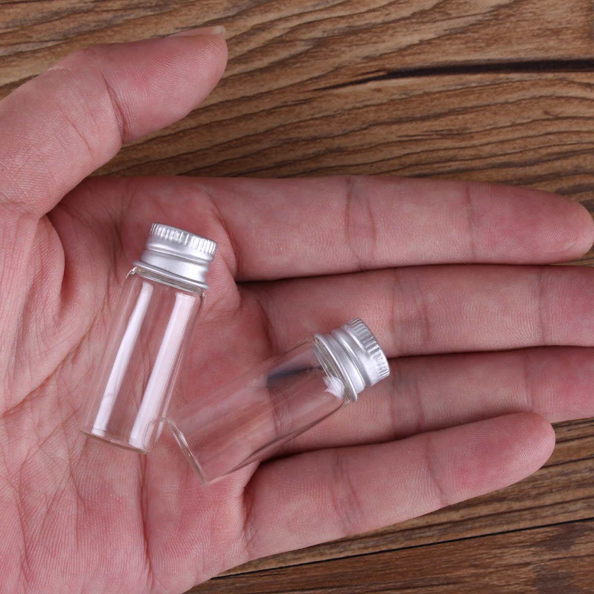 10pcs Diameter 16mm Transparent Glass Bottles with Aluminium Caps Glass Wishing Bottles 2ml 4ml 6ml Mini Glass Jars