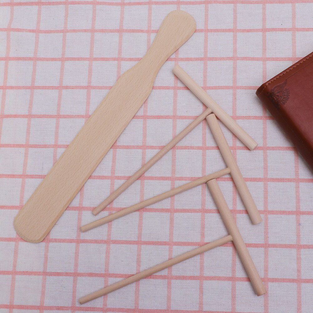 Pancake Cooking Utensils Wooden Crepe Spreader and Spatula Tortilla Rake Batter Spreading Tools