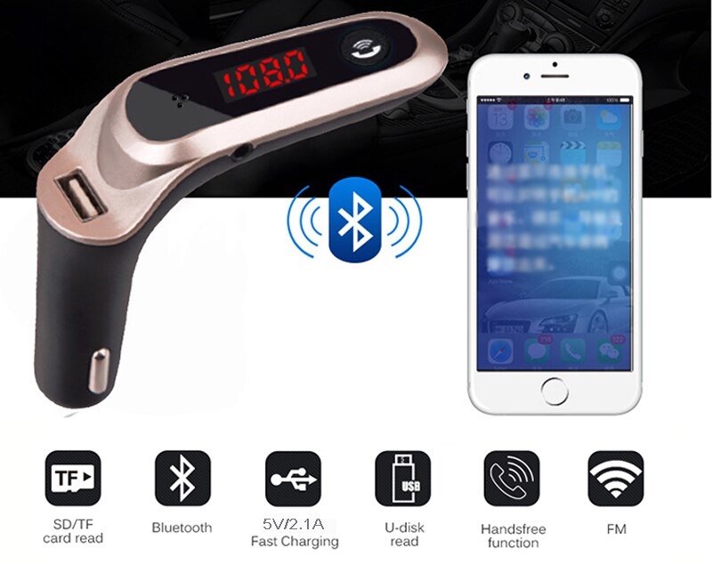 Jinserta Handsfree Draadloze Bluetooth Fm-zender Aux Modulator Carkit MP3 Speler Sd Usb Tf Muziek Spelen