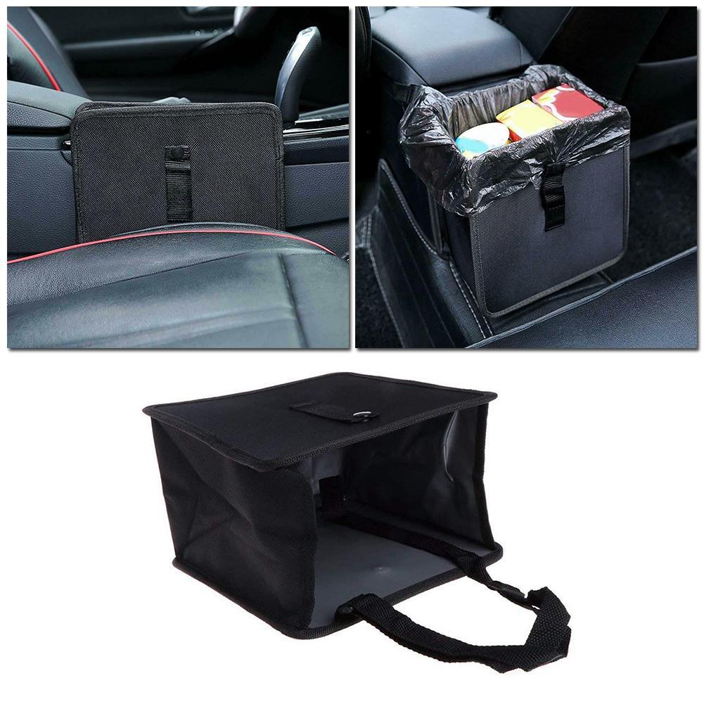 Oxford Cloth Car Garbage Organizer Folded Leakproof Trash Bin Bag with Cover Lid Hanging Traveling Foldable Leak Proof Trash Bag