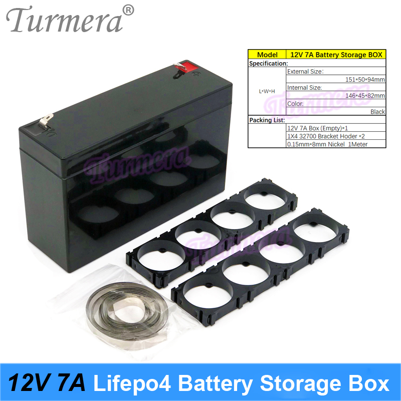 Caja de almacenamiento de batería Turmera 12V 32700 Lifepo4 4S 40A Balance BMS Níquel con soporte para fuente de alimentación ininterrumpida y uso en motores: Verde