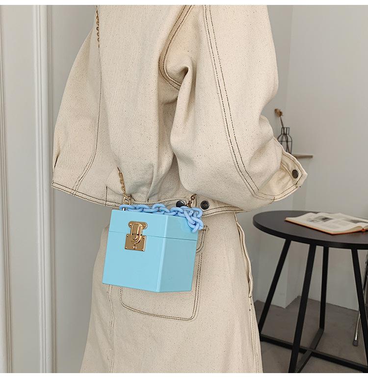 Candy Colors Resin Chain Acrylic Box Clutches Women Brand Shoulder Female Evening Bag Flap Crossbody Bag Handbag Purse: Sky Blue