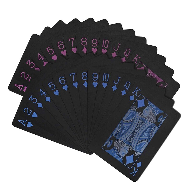 Top 2 decks waterdichte pokerkaarten, plastic pvc speelkaarten met doos, perfect voor feestjes en spelletjes , 1 blauw  + 1 rood: Default Title