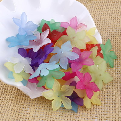Multifarver akryl blomsterblade kronblade blomst frostet akryl spacere perler til hår bryllupsøreringe gør-det-selv tilbehør: 27mm 8 stk