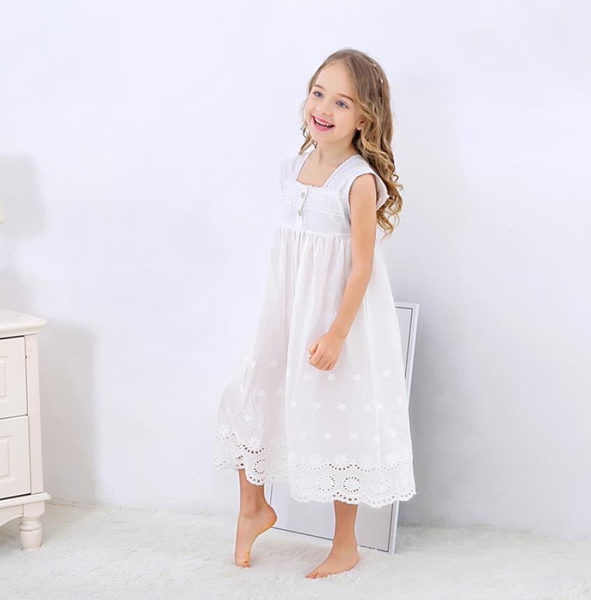 Toddle Girl White Nightdress Princess Dress Children Pajamas Nightgowns For Girls Kids Night Dress Girl Lace Sleeping Dress A270