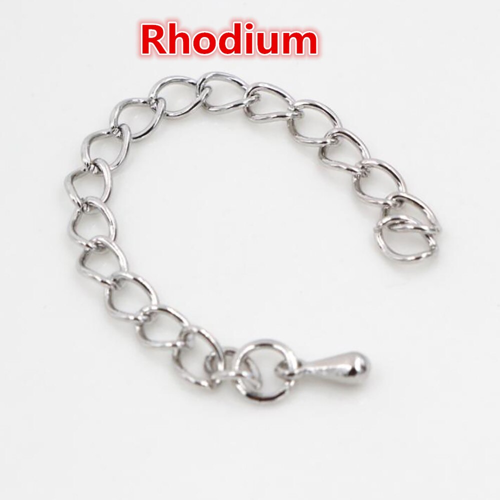 20 teile/los 50mm und 70mm 5*4mm Erweiterte Erweiterung Schwanz Kette Halskette Schwanz Kette Verbindungsstück-entdeckungen für Armband Basis Tablett: Rhodium / 70mm Length