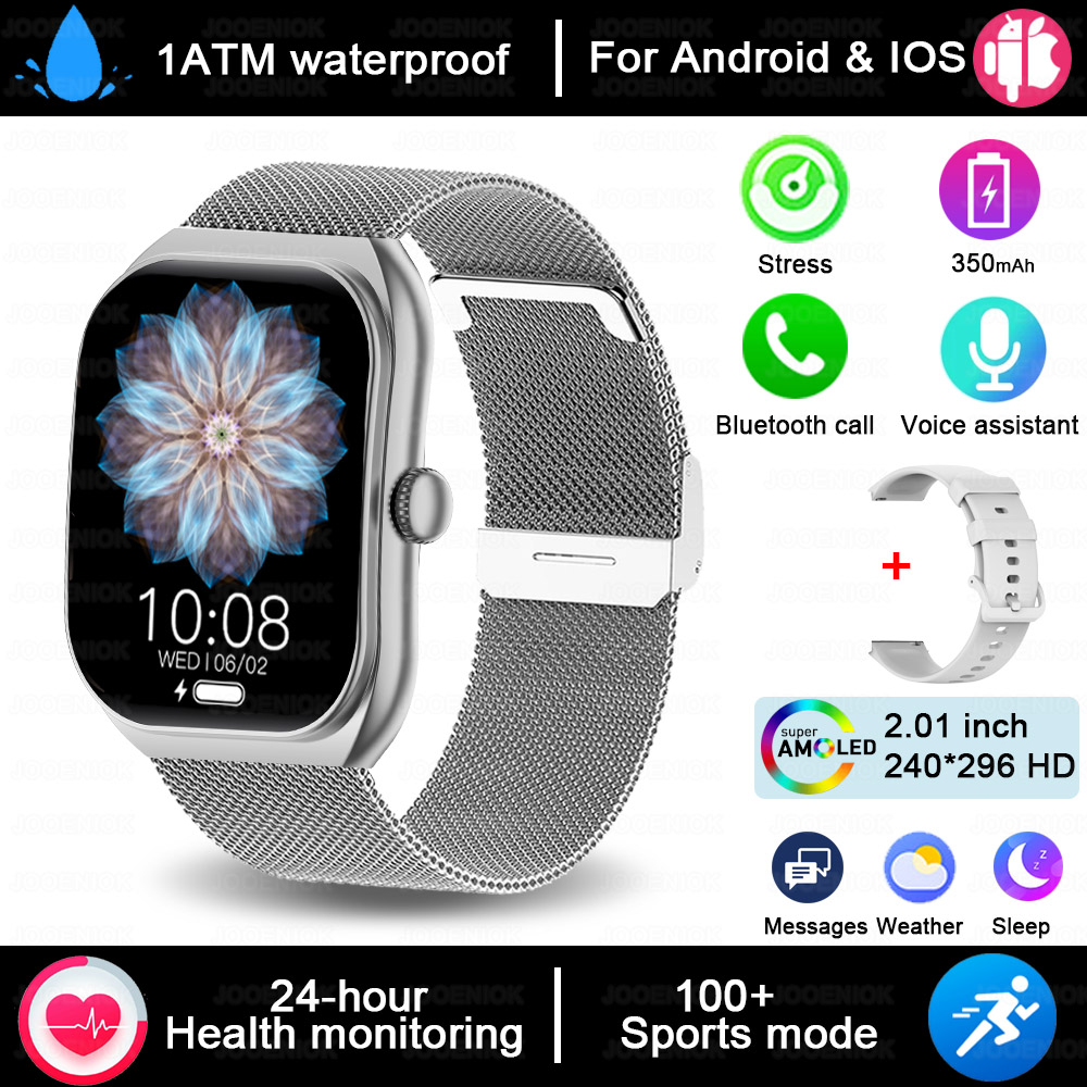 2025 Nuovo 2.01-Pollici Grande Schermo HD Smartwatch 1ATM Impermeabile Modalità Multi-sport Frequenza Cardiaca Chiamata Bluetooth accorto guarda per XIAOMI: Rosa