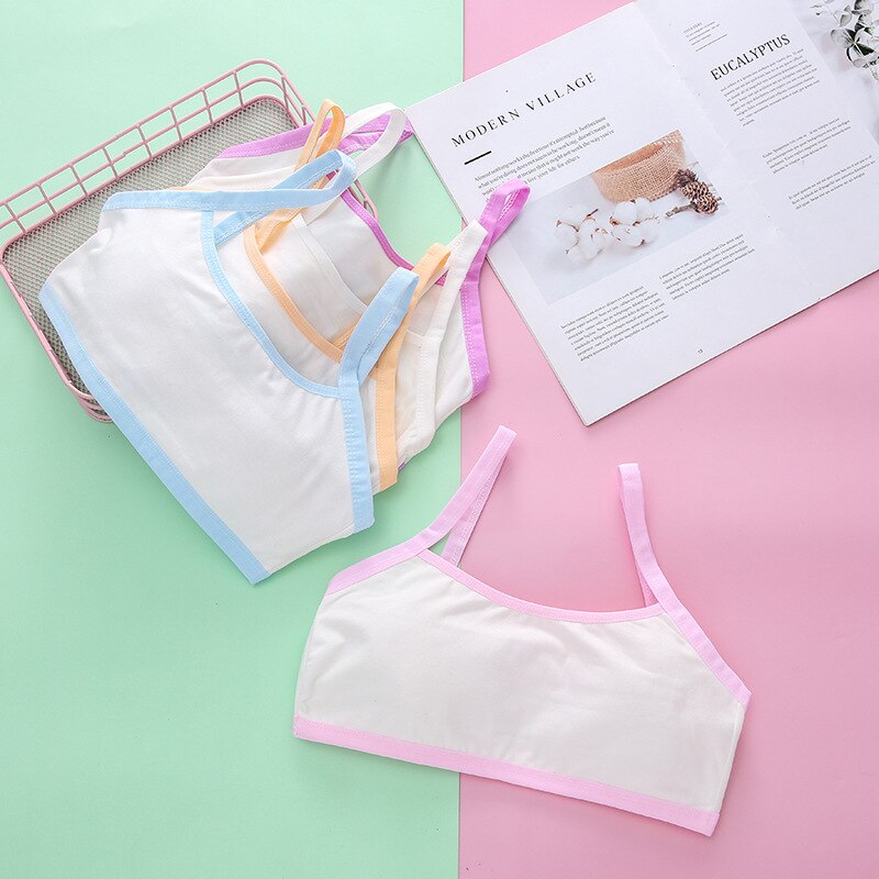 3Pcs Cotton Young Girls Training Bra 10-15T Children Bras Condole Belt Vest Kids Bra Camisole for Child Sports Bra