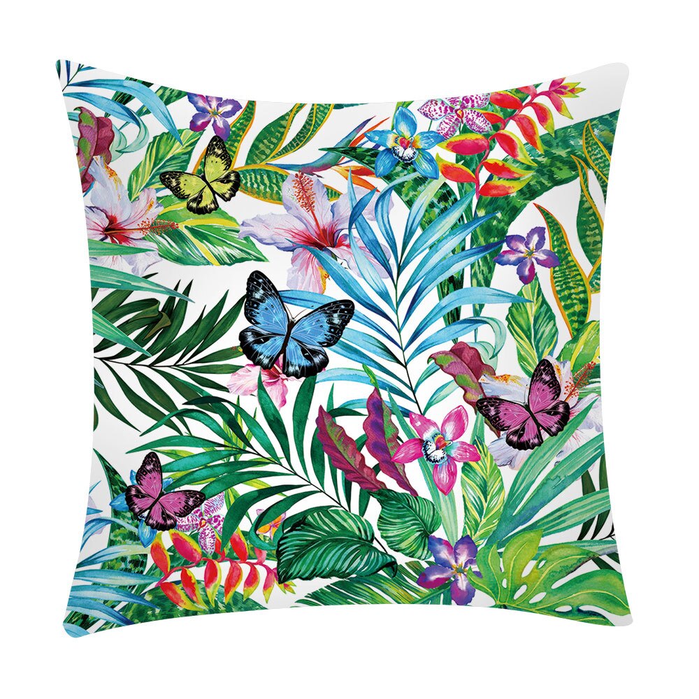Plant Bloem Afdrukken Kussensloop Kamer Decoratie Accessoires Polyester Sofa Auto Kussenhoes Home Decor Decoratieve Kussenslopen: G