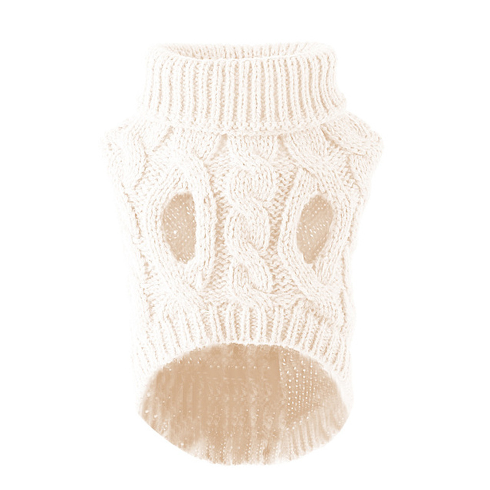 huisdier kleine hond kleding trui mode herfst winter effen gebakken stof wendingen breien warme comfort kleding: XL / WHITE