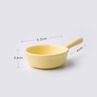 ANTOWALL Solid Ceramic soy sauce dish ketchup mustard jam single handle small dish home restaurant fun colorful snack saucer: yellow S