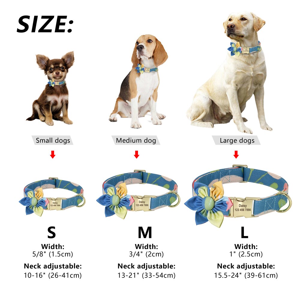 Obroża dla dziewczynki kwiat spersonalizowana obroża dla psa obroża dla buldoga francuskiego Custome Pet ID namecolor dla małych średnich duże psy