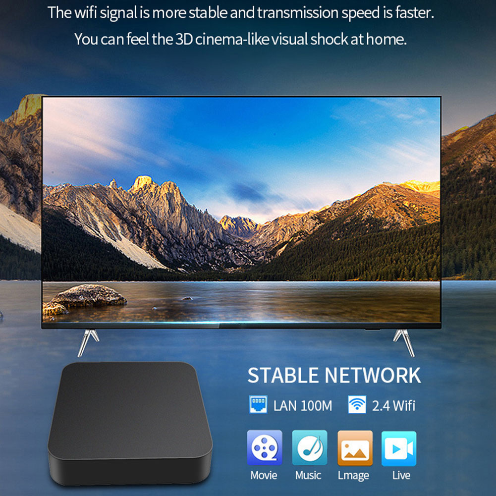 Android 12 Smart TV Box RK3228A Quad Core 2.4G e 5G Dual WiF Lettore video domestico Lettore multimediale TV 4K HD RAM 1GB ROM 8GB