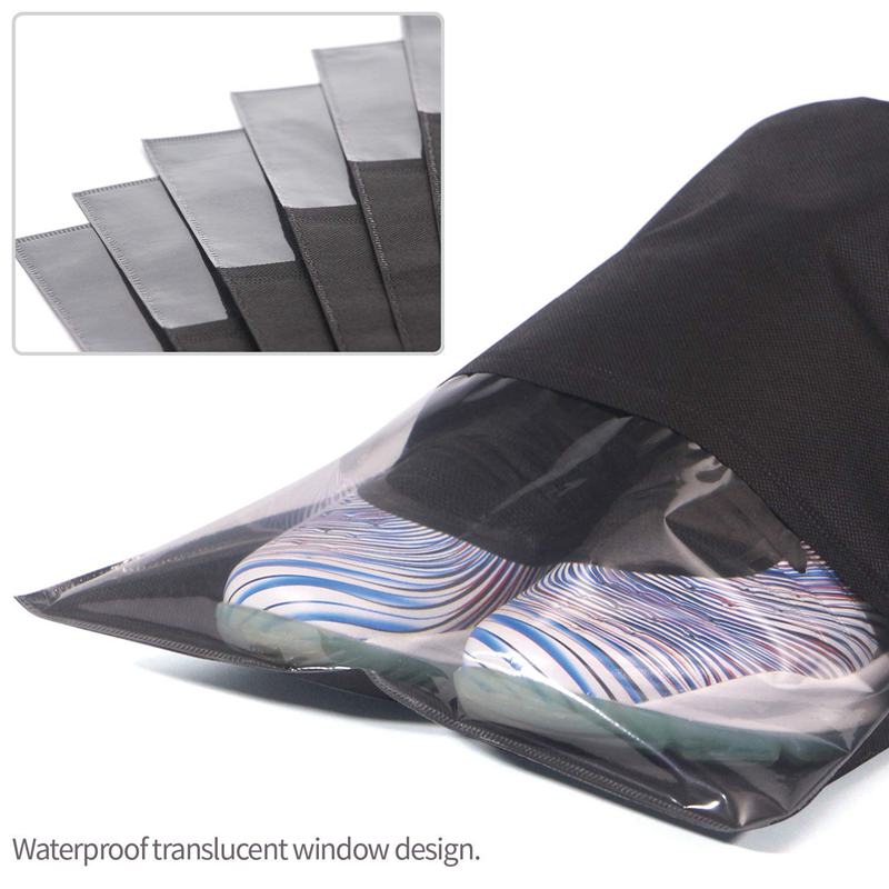 12 pièces sacs à chaussures de voyage imperméable Non-tissé stockage avec corde pour hommes et femmes chaussures pochette emballage organisateurs, x-large, noir