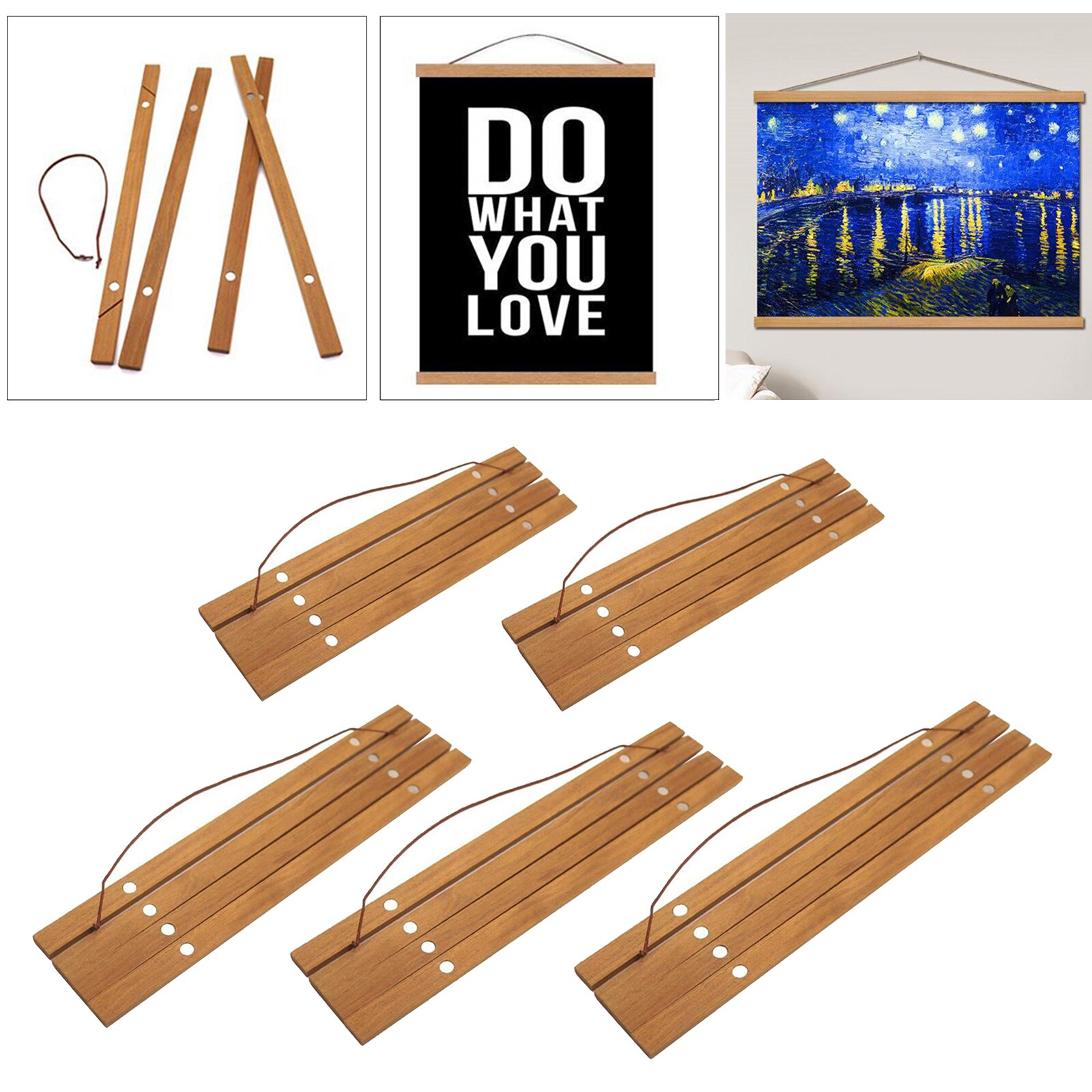 4pcs Magnetic Poster er Frame Teak Wooden er Frame Natural Painting Photo Frame Canvas Wall Art Craft Frame Art er