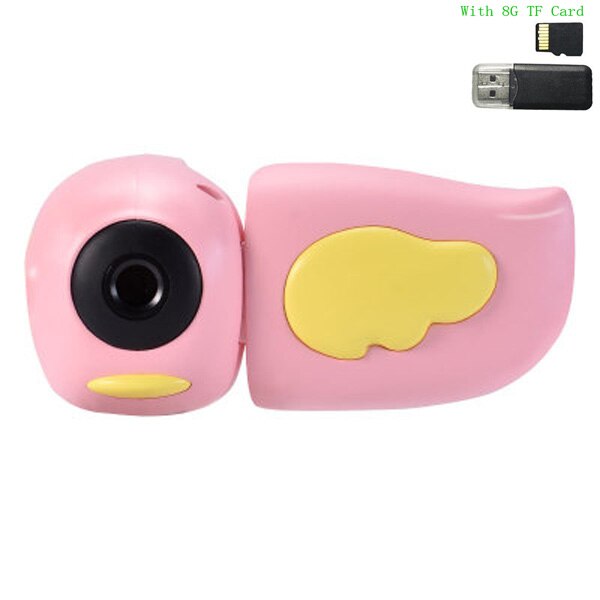 8mp børn videokamera fuld  hd 1080p digitale børn videokamera legetøj foto video optager dv med 2.0 &quot; tft-skærm til børn& #39 ;: Lyserødt 8g kort