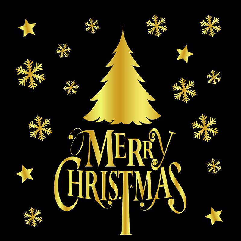 Merry Christmas Wall Stickers Cute Santa Claus Snowflake Elk Window Glass Stickers For Year Xmas Party Home Wall Decals: B02