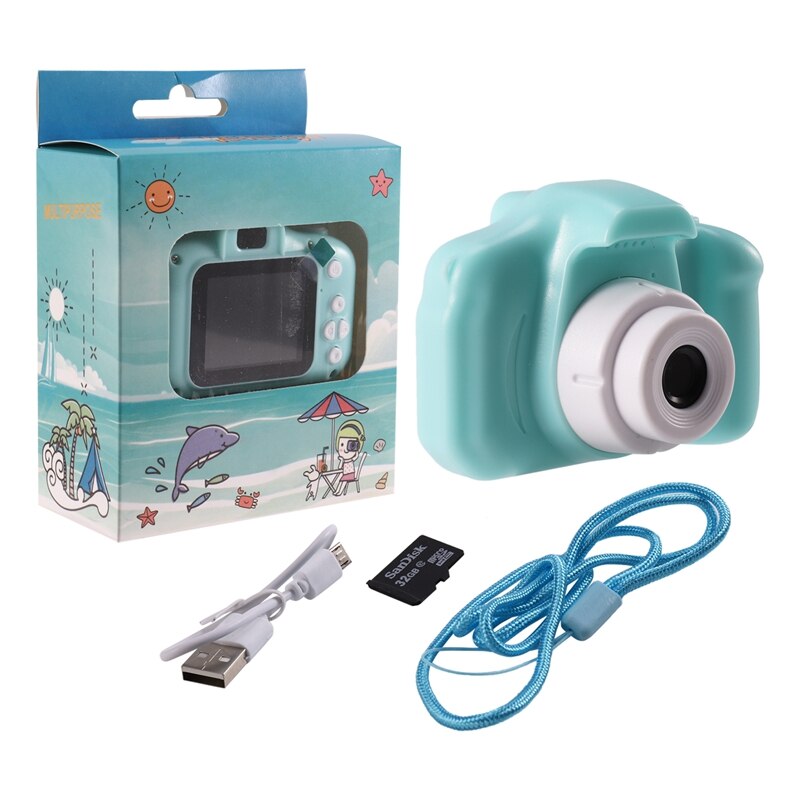 Kids Camera Digitale Video Recorder Shockproof Action Camera Met 2 Inch Ips Sn En 32Gb Geheugenkaart, Voor Meisjes En Jongens: Default Title