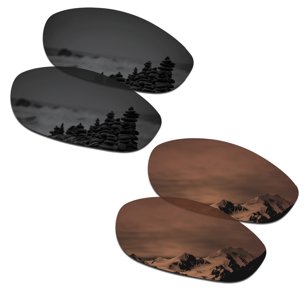 SmartVLT 2 Pairs Polarized Sunglasses Replacement Lenses for Oakley Monster Dog Stealth Black and Amber Brown