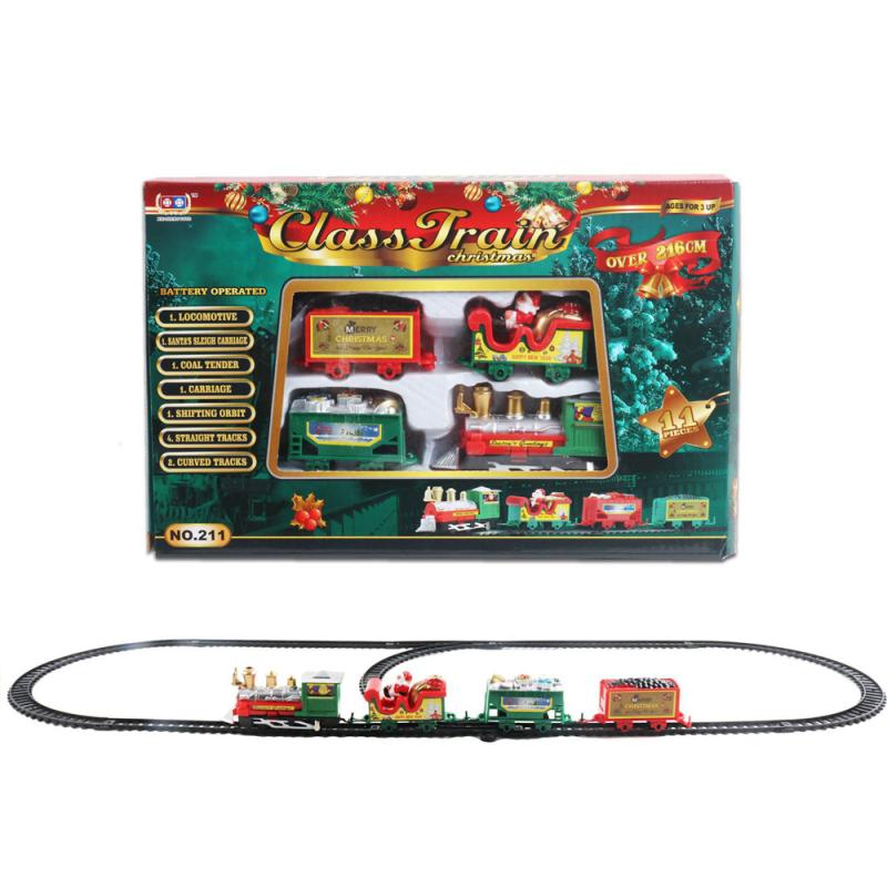 Kerst Elektrische Trein Mini Kerstman Rail Auto Gebouw Speelgoed Creatieve Kerstboom Xmas Decor Kid Speelgoed