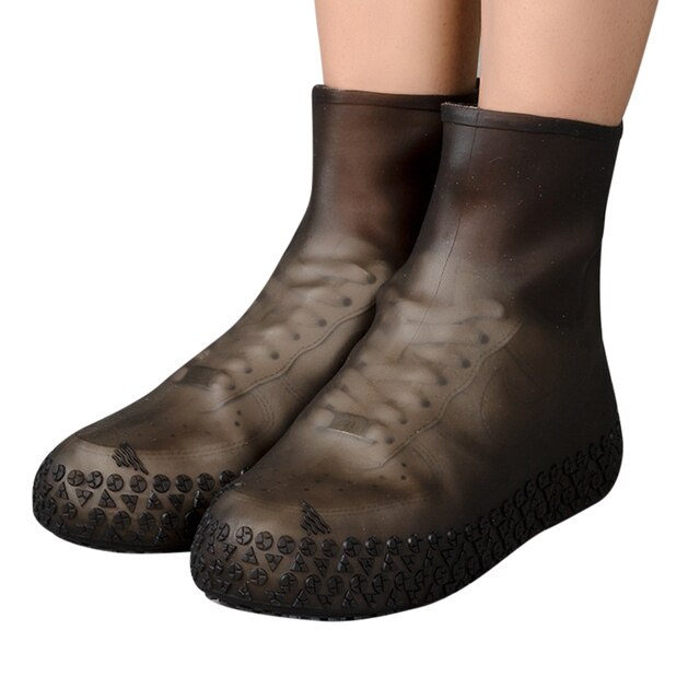Couvre-chaussures de pluie en caoutchouc réutilisable, imperméable, Portable, antidérapant, accessoires pour chaussures unisexes: couleur noire / 41-44