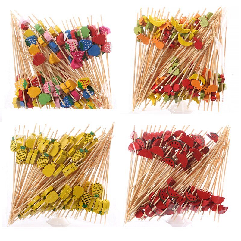 100PCS Cocktail Sticks Cute Toothpicks Fruit Food Picks For Kids Salad Dessert Sandwich Buffet Decorative Stick Kitchen Tools