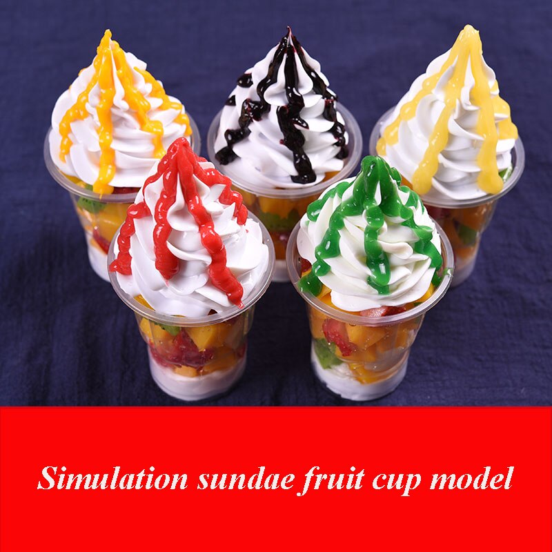Simulation Sundae glace échantillon factice en plastique lait fruits Sundae modèle faux Sundae accessoires fenêtre affichage