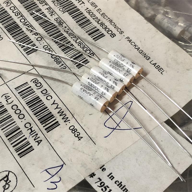 MALLORY – condensateur à film Axial sans électrode, 0.022UF 630V 6x16mm 5% 223J 630vdc, 22nf/630v 0.022UF/630v, 10 pièces