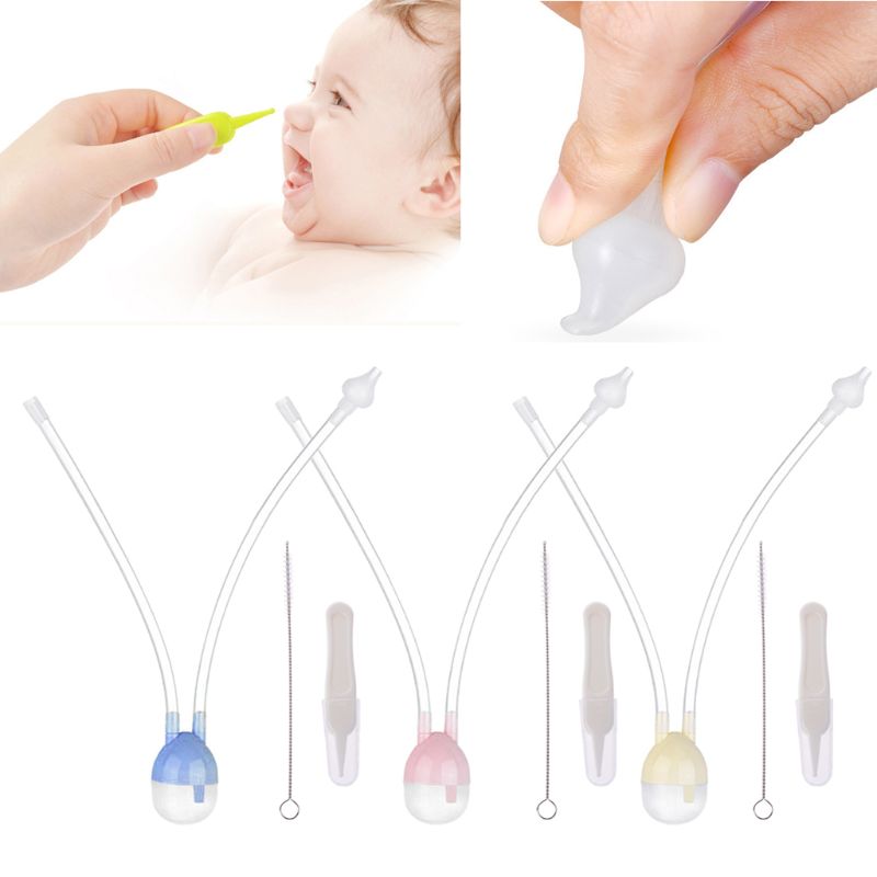 3pcs Baby Care Set Newborn Safety Nose Cleaner Kids Vacuum Suction Nasal Aspirator Set Infants Flu Protections Accessories 124D