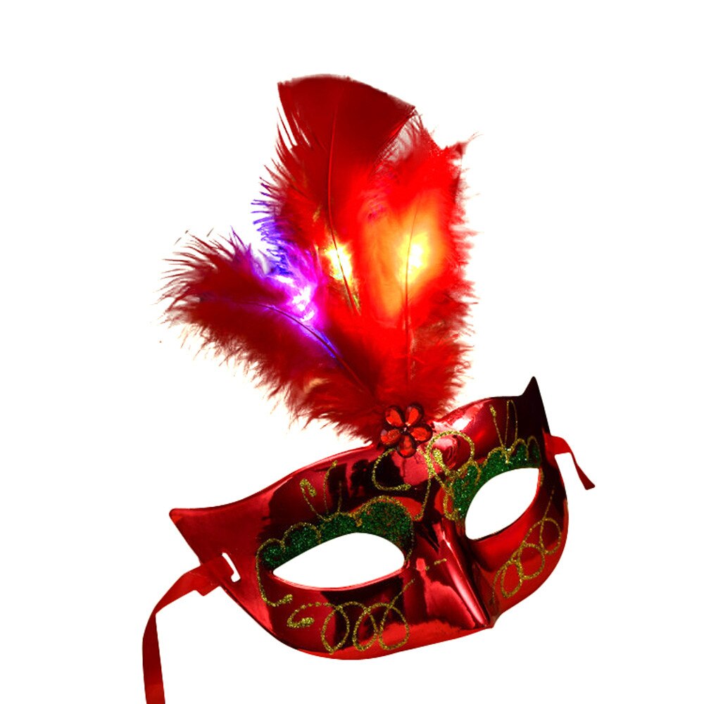 Women Lady Girl LED Mask Masquerade Fancy Dress Party Princess Halloween Christmas Masks 5.16: LZJ70727230RD