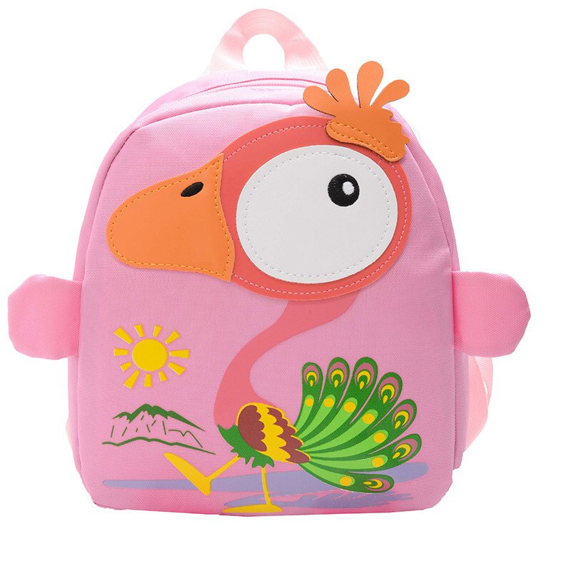 Mochilas escolares de nailon con animales para niños, mochilas de hombro para niños, bolsas para libros de estudiantes de dibujos animados, bonita mochila: Rosa