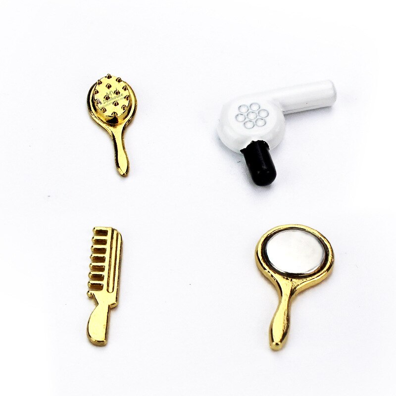 1:12 dollhouse miniature 4 pcs Hair dryer comb mirror doll accessories toy for forest animal family collectible