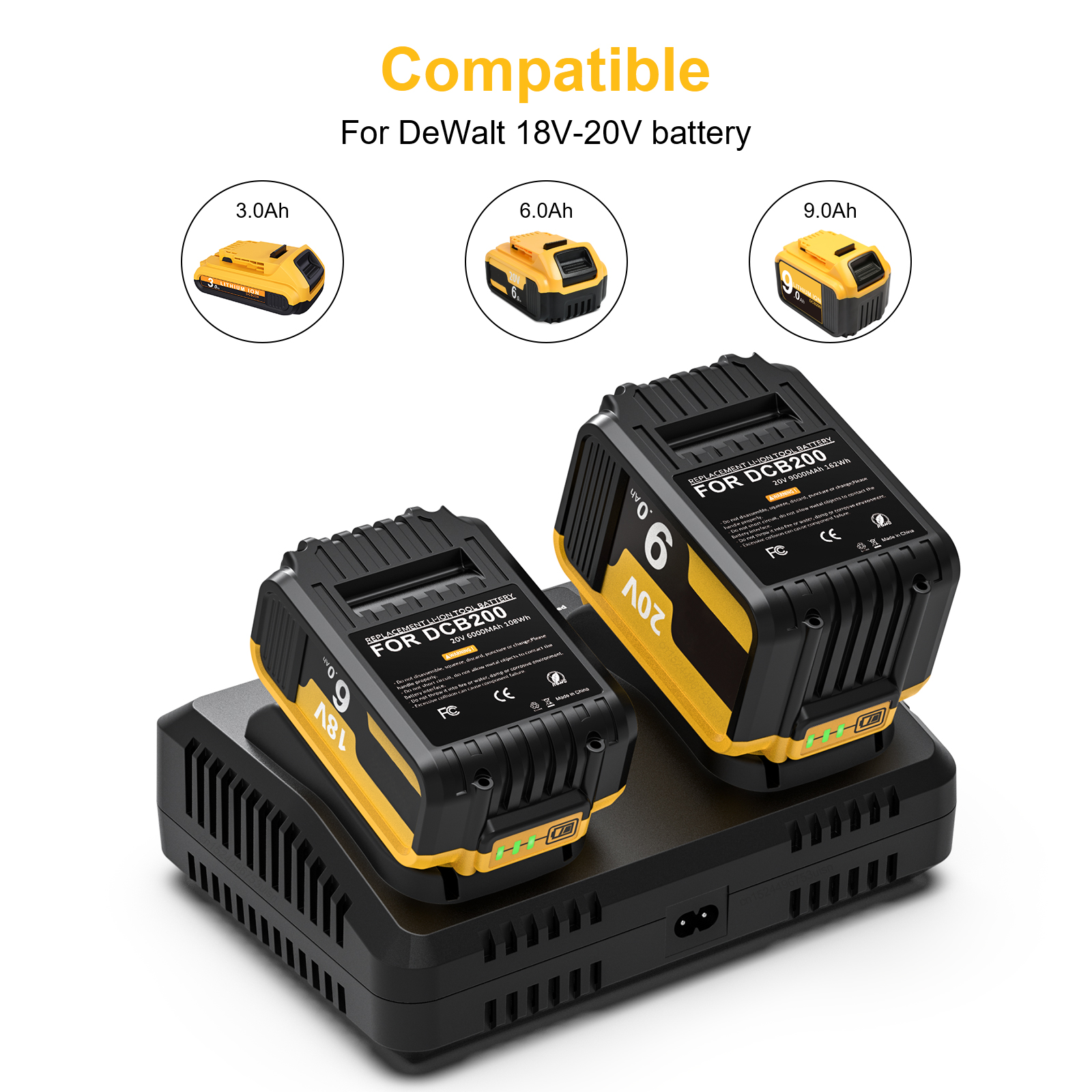 BATTOOL DCB102 4A 2 Slot Battery Charger For Dewalt DCB200 DCB101 DCB184 DCB105 US/EU/UK/AU Plug MAX Li ion Battery Fast Charger