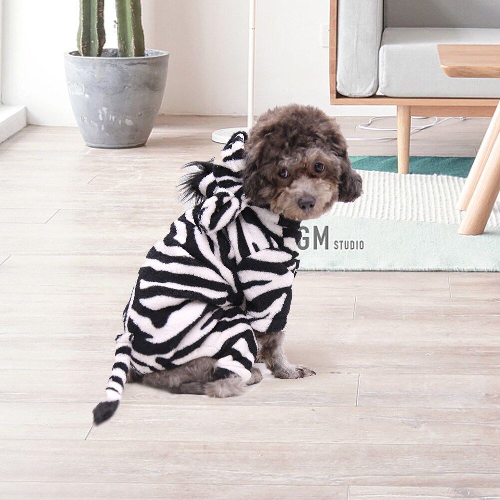 Kæledyr hundetøj pet cosplay hundetøj hvalp kat hættetrøje jakke kæledyr tøj efterår vinter zebra tøj