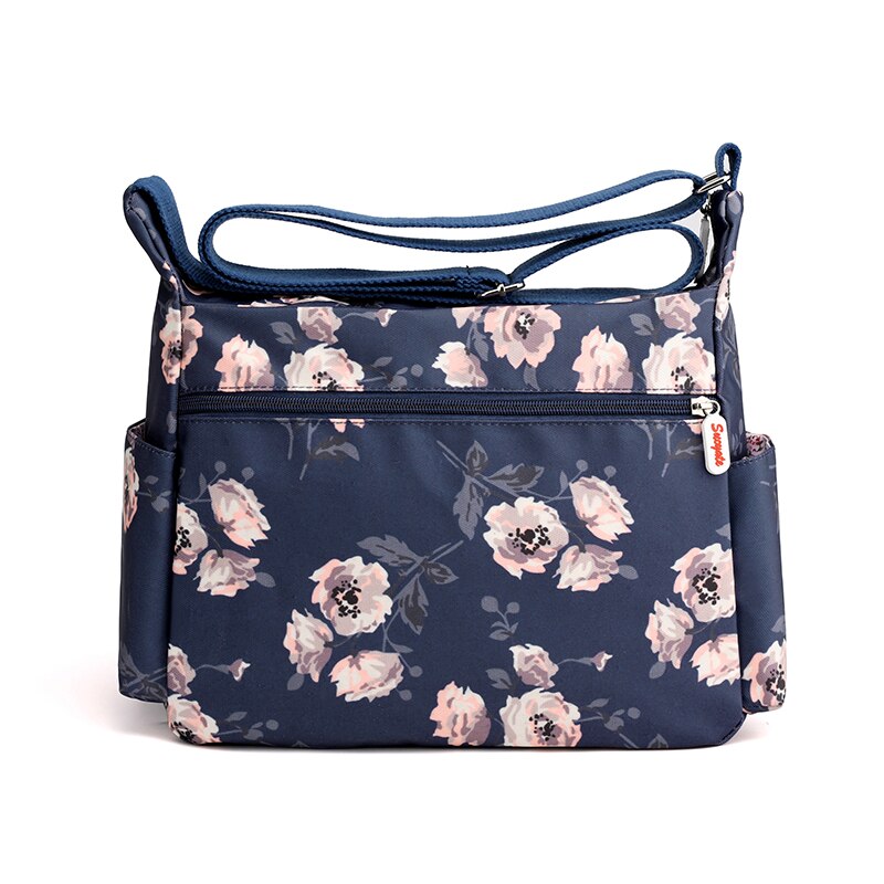 Nylon Bloemen Patroon Dames Schoudertas Multifunctionele Vrouwen Handtassen Reistas Sac Femme: Color-1