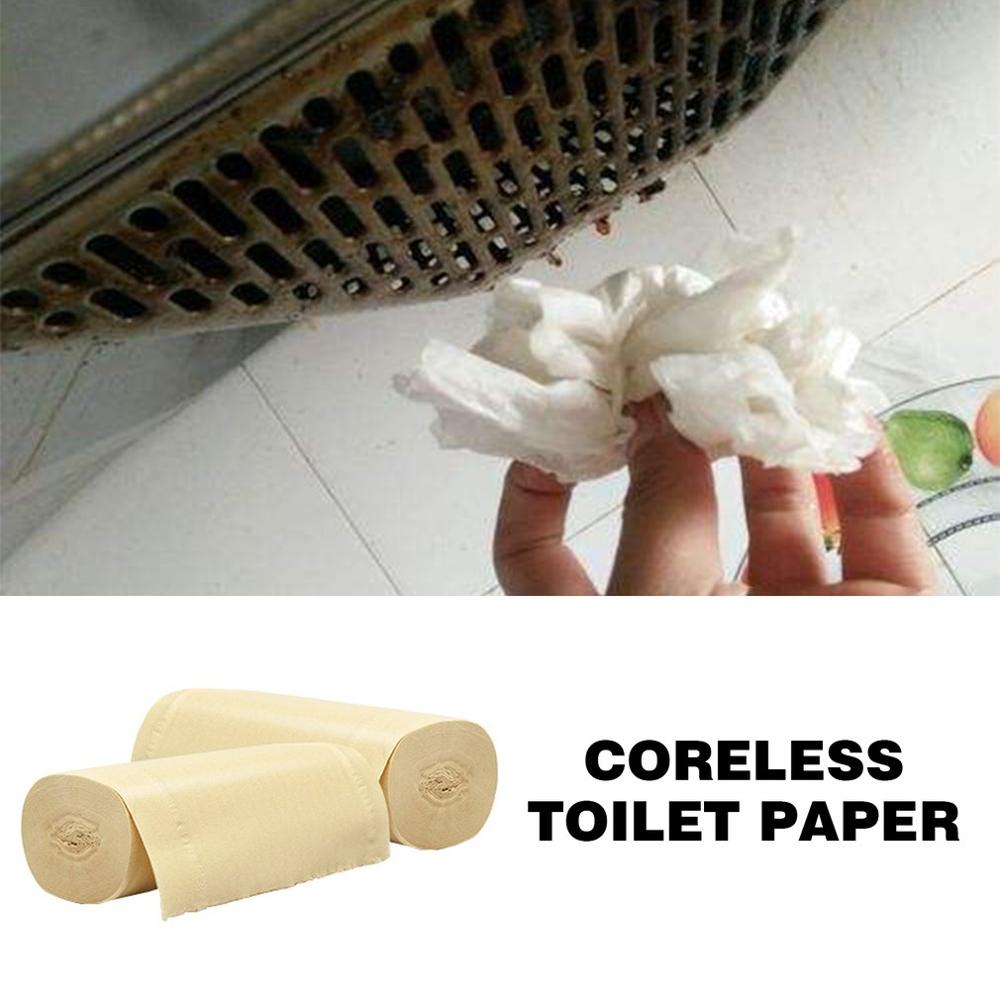 10 rolls per bag natural color bamboo pulp paper family pack coreless roll paper toilet paper