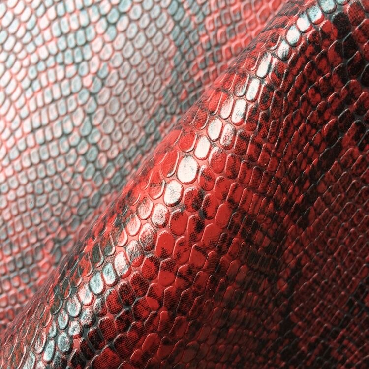 Leatheroid syntetisk pu imitera python ormskinn lädertyg råmaterial  y004