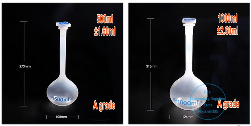 25ml to 1000ml Lab Long Neck Clear White Plastic Volumetric Liquid Measuring Flask shake bottle High temperature resistant