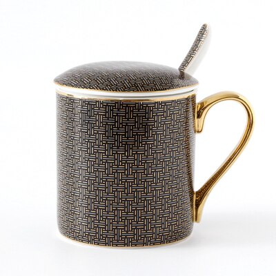 Luxury Gold Cup Set Retro Royal Tea Cup with Handle Spoon Vintage Bone China Tea Cup Set Tasas De Cafe Portable Cups Luxury: F