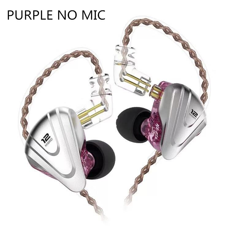 Kz zsx terminator 5ba 1dd 12 enhet hybrid i-øre øretelefoner hifi metall headset musikk sport kz  zs10 pro  som12 som16 zsn pro  c12 dm7: Lilla ingen mikrofon