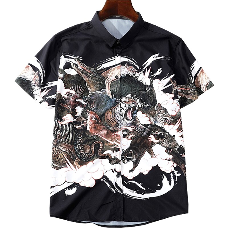 Katoenen herenoverhemd in grote maten, chinese stijl, dikke man, plus size heren casual overhemd met korte mouwen, 7xl 8xl 10xl 165cm