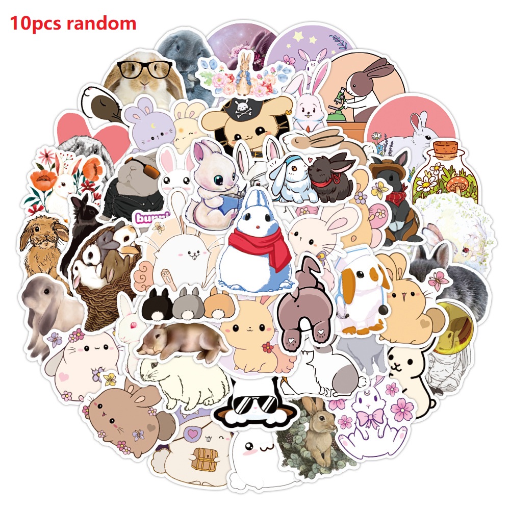 10/50 stücke Kawaii Kaninchen DIY Dekor Aufkleber Stock Etikett Laptop Telefon Notizbuch Skateboard freundlicher Hase Aufkleber Aufkleber clasic Spielzeug: A-10Stck zufällig