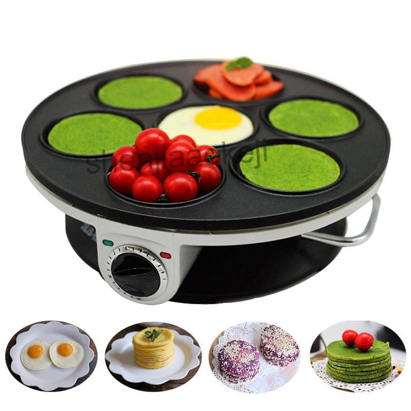 Máquina antiadherente para hacer crepes en casa, sartén eléctrica multifunción para hornear tortitas, máquina de desayuno de 7 agujeros, 1 ud.