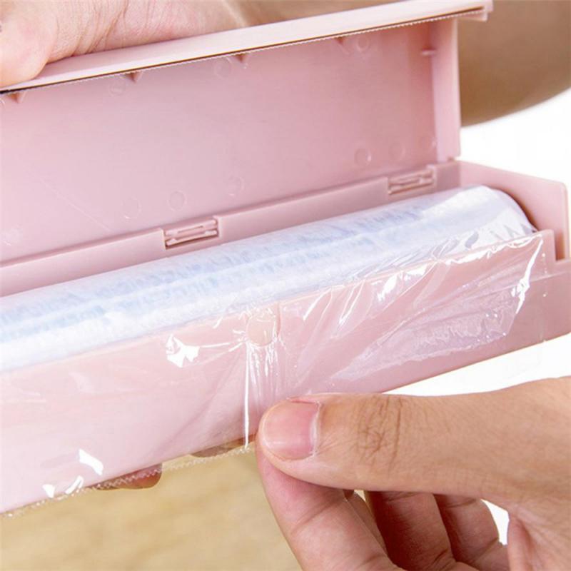 Caja de almacenamiento de papel de aluminio para cocina, rollo de película transparente con cuchilla, para cortar papel higiénico