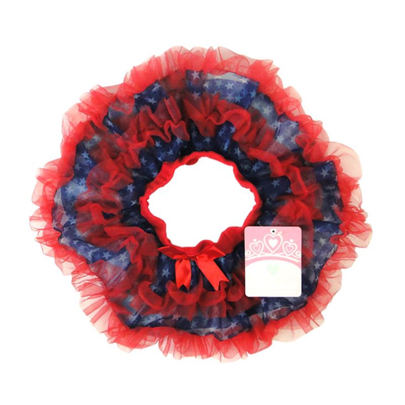 Kids Girls Ballet Dance Tutu Skirt Red Blue Five-Pointed Star Ruffles Pettiskirt