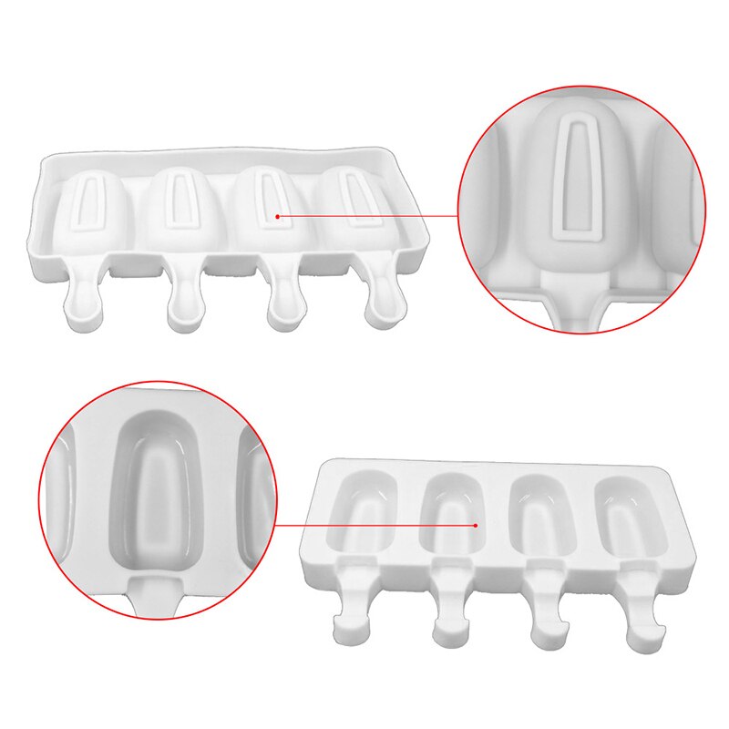 Homemade Food Grade 2 Sizes Silicone Ice Cream Molds Ice lolly Moulds Freezer Ice cream bar Molds Maker With Popsicle Sticks