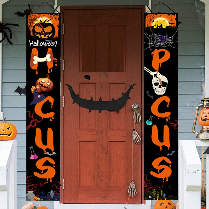 Décorations d'halloween en plein air intérieur bannières astuce ou Hocus Pocus grand porche signes sorcière décor pour la maison Halloween bannière: H