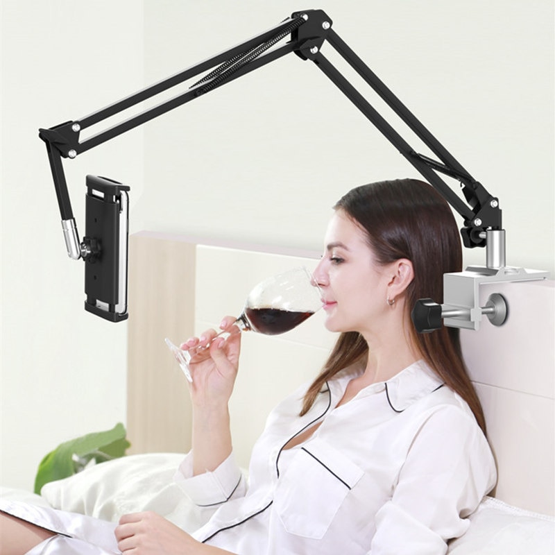 Justerbar arm tablett stativ säng bordsfäste hållare 360 ° rotation tabletter/mobiltelefon fäste för iphone ipad air mini pro 4-13 ''