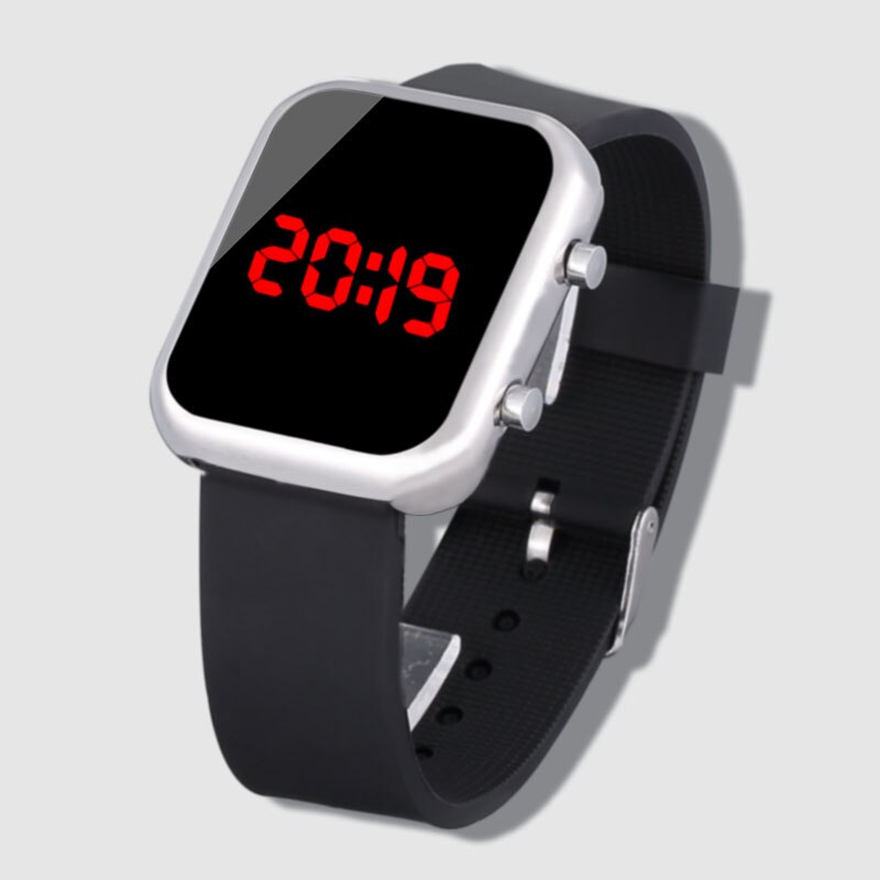 Brand Kids Watches Black Led Silicone Watch Boys Electronic Clock Children Watches Relogio Infantil Sports Wristwatch: Silver