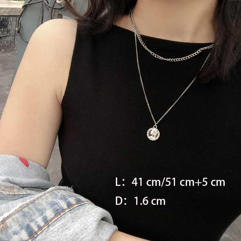 Dainty Zirconia Vlinder Hanger Ketting Voor Vrouwen Punk Zilver Kleur Gelaagde Keten Koreaanse Leuke Choker Mode-sieraden: 3.coin